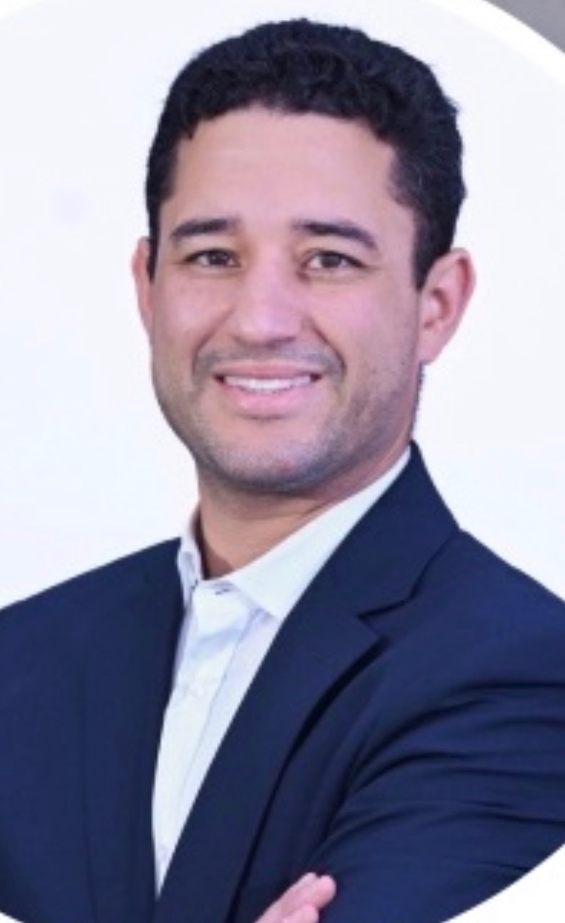 HR Group team member in a navy suit